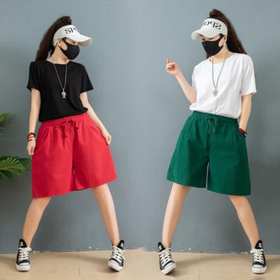 China 2021 QUICK DRY new style elastic plus size women's shorts summer five-point pants for sale