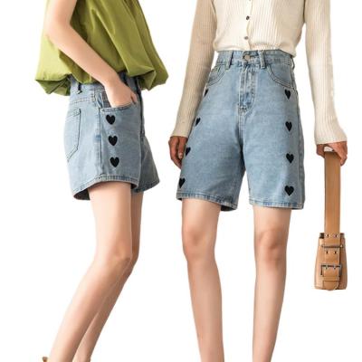 China Breathable Wholesale Custom Denim Shorts High Waist Jeans Short Pants For Ladies for sale