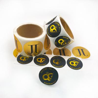 China Custom Adhesive Gold Foil Stickers Waterproof Printing Waterproof Name Labels Roll for sale