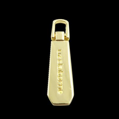 China Other Brand Custom Gold Metal Zipper Puller Slider Purses And Puller For Handbags Bag Hardware Custom Engraved Logo Metal Zipper Pull for sale