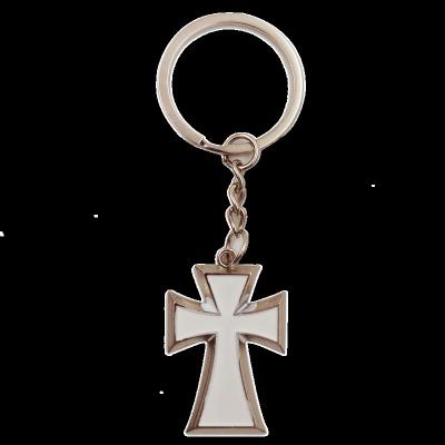 China Promotion Gift Stainless Steel Cross Keychain Men And Women Small Size Hanging Keychain Gift for sale