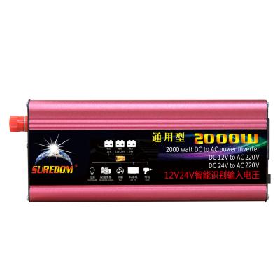 China Solar System 12v 24v DC To 110v 220v Power Inverter 2000w With Led Indicator Universal Socket for sale