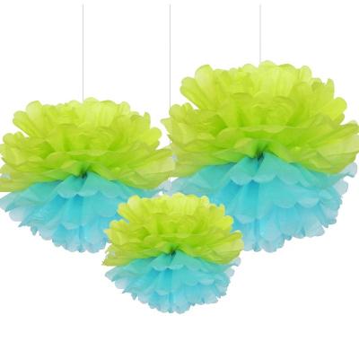 China 2020 Wholesale New Product 3pcs Pompom Paper Flower For Birthday, Wedding, Valentine, New Year Celebration Party for sale