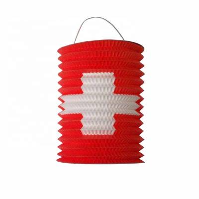 China Wholesale Chinese Traditional Paper Cylinder Shaped Paper Lanterns Folding Swiss Lantern Halloween 15CM for sale