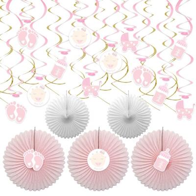 China 2021 Wholesale Paper Swirls Paper Fan Birthday Girl Baby Shower Hanging Whole Platoon Party Decorations Supplies Ready for sale