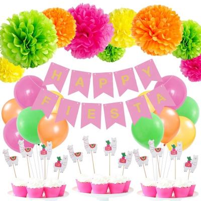 China 2020 latex Hawaiia theme paper and llama wholesale suppliesh balloon high quality pom pom for daily party, store decoration, hawaiia for sale