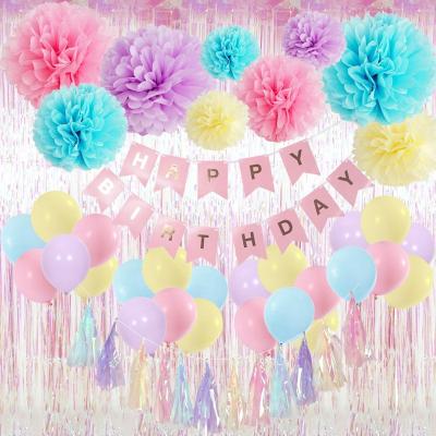 China Wholesale Decoration ARTICLE 2021 Birthday Party Supplies Party Include Foil Curtain Pompoms Tassel Garland Balloons for sale