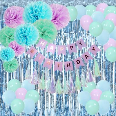 China 2021 Easttern Fancy Party ITEM supplies for mermaid themed party decoration include foil curtain pom poms tassels balloons wholesale for sale