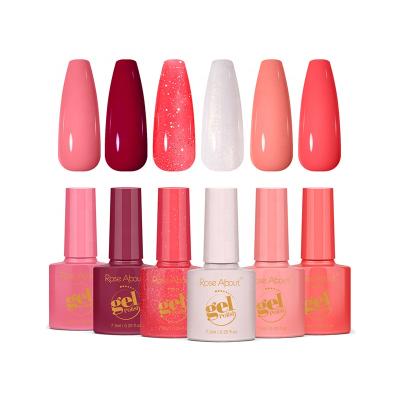 China Nature Resin Rose About 7.3ml 6 Colors Gel Nail Polish Set Soak Off Gel Polish Long Lasting For Nails Kit for sale