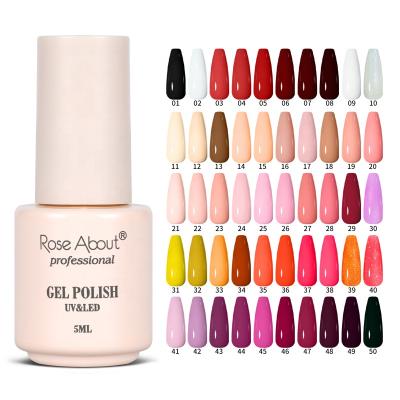 China Rose About 2021 Hot Sale 5ml Nail Gel Free Sample OEM Logo Private Label Color UV Nail Polish Long Lasting for sale