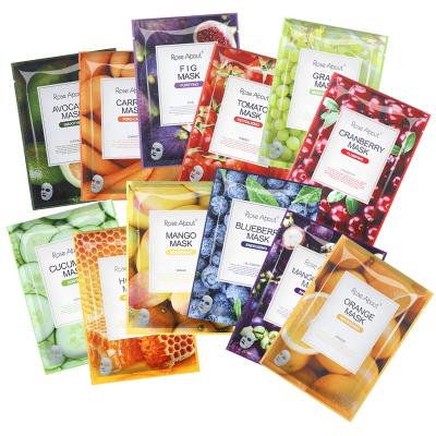 China Moisturizer Rose About 25ml Fruit Extract Whiten Sheet Mask Beauty Skin Care Facial Mask OEM/ODM Hydration Private Label for sale