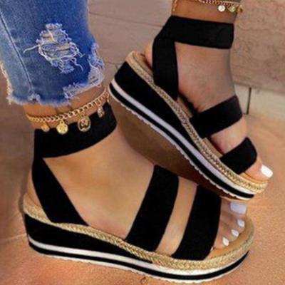 China Wholesale Trend 2022 Fashion Wedges Heel Sandals Cheaper Female Hemp Rope Thick Bottom Slipper for Women and Ladies for sale