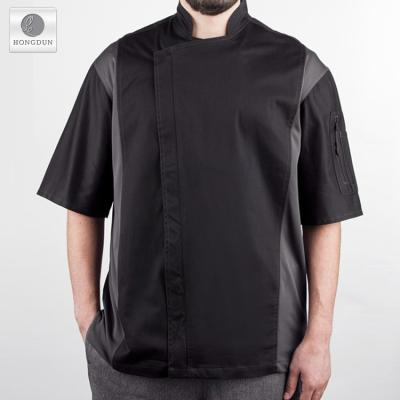 China Unisex Snap Double Button Short Sleeve Chef Uniform Chef Coats Anti-Shrink for sale