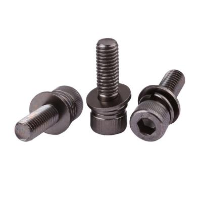 China Cheese Factory custom 12.9 grade black nickel plated double washer hex socket head combination screws for sale