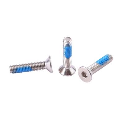 China Flat Factory price GB2673 M2-M8 stainless steel anti loosening nylon adhesive flat head torx screws for sale