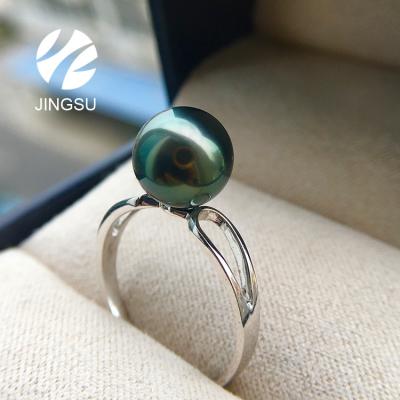 China CLASSIC natural nice quality simple design tahitian pearl ring with 18K gold for women for sale