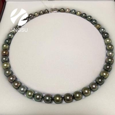 China Round shape natural CLASSIC high quality high luster color mix pearl necklace jewelry tahitian type for sale