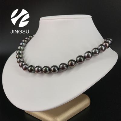 China Fashionable natural color round shape pearl necklace jewelry colorful high quality tahitian type for sale