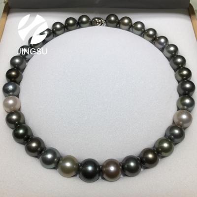 China CLASSIC Traditional Natural Size Tahitian Round Shape Mix Color Big Pearl Type Pearl Necklace Jewelry for sale