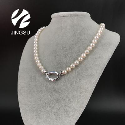 China Office/Traditional Quality Wholesale Women Career Akoya Cultivated Type Pearl Beads Necklace Jewelry With Fashion Silver Clasp Design for sale