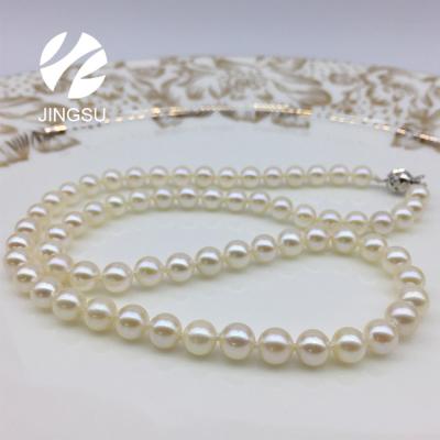 China Wholesale Vintage Traditional Akoya Cultured Pearl Necklace With Silver Clasp Design for sale