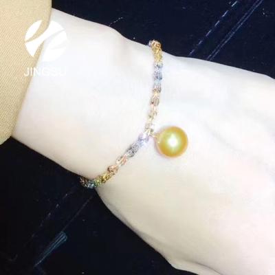 China CLASSIC rose and yellow white 18k gold mix new design bracelet with natural color south sea gold pearl for women for sale