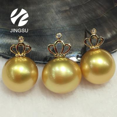 China Vintage Jewelry Set Natural Gold Color South Sea Pearl Stud Drop Earrings Women Gift Charms Party 18k Gold Pendant Diamonds Wedding for sale