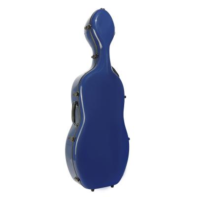 Cina Cassa dura del violoncello durevole a grandezza naturale della vetroresina con colore blu delle ruote in vendita