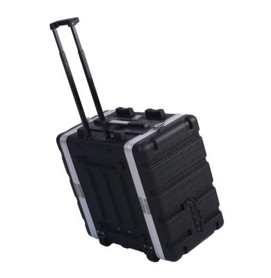 China ABS 19 Inch 6u Rack Case With Wheels 4 Twist Latches Black Color for sale