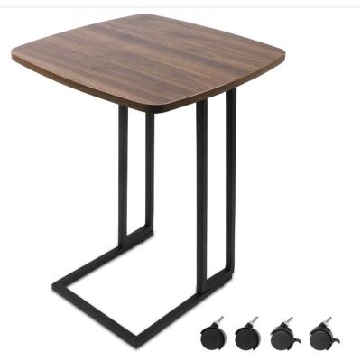 China Modern Adjustable Bedroom C Side Table Metal Side Leg Wood Top Movable Coffee Table (Other) Round for sale