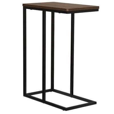 China Rectangle Adjustable Industrial Walnut Wood Metal Frame (Other) Top Space Saved C Table Brown End Table for sale