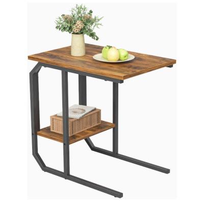 China (Other) Best Selling Brown Metal Wood Frame Modern Design Adjustable Shelf Table C Stable Side Shape for sale