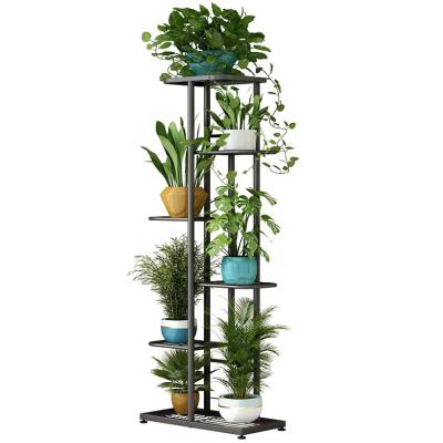 China Best Viable Selling Black 6 Tier Flower Garden Corner Stand Plant Potted Multiple Shelf Metal for sale