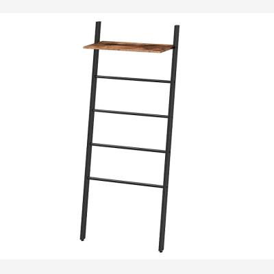 China Practical Covering Ladder Frame Metal Ladder Magazines Towels Modern Shelf Biack for sale