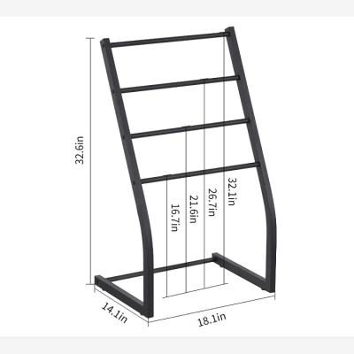 China Durable High Quality 4 Tier Covers Stitches Rack Bath Laundry Metal Black Towel Rack Rack for sale