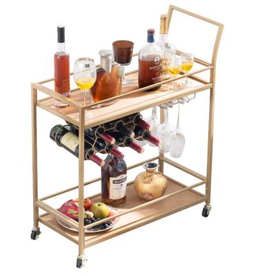 China Wooden Modern Hot Metal Trolley Storage Living Room Kitchen Golden Sale Cocktail Hardware Mobile Bar Cart for sale