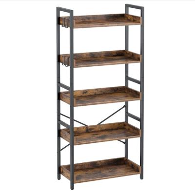 China Viable New Design 5 Tier Open Shelves Industrial Storage Rack Black Metal Frame Shelf for sale