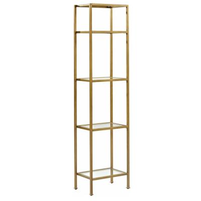 China Large Classic 4 Tier Sustainable Storage Gold Metal Books Artwork Curiosity Glass Display Cabinet for sale