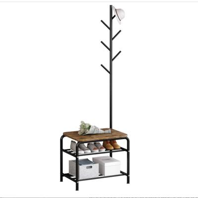 China New Design Minimalist Industrial Style Metal Shoe Bench Coat Rack Multifunctional Strong Durable for sale