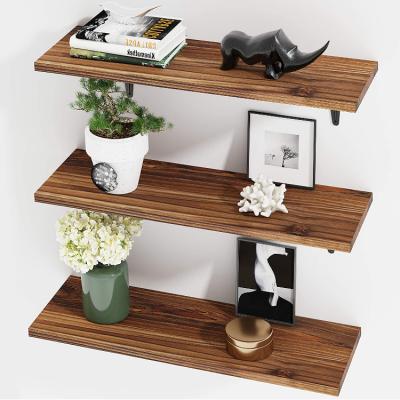 China Sustainable New Design Industrial Style Set Of 3 Unique Household Wooden Wall Mounted Shelves for sale