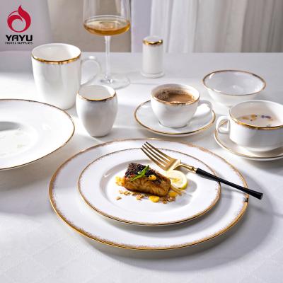 China Viable Royal Arabic Ceramic Tableware Wholesale White Plates Tableware Fine Luxury Decal Mugs Cup Tableware Bone China Dinner Set New for sale