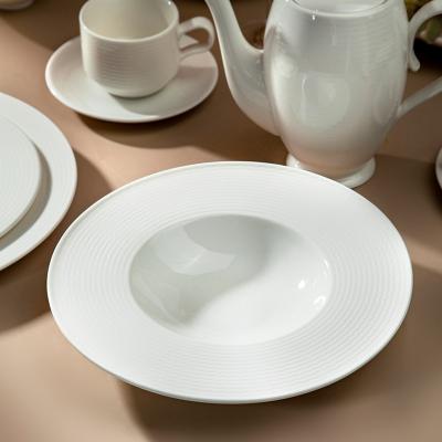 China YAYU Best Selling Delicate Viable Amazon Western Style Dinnerware Round White Ceramic Soup Dishes For Restaurant Porcelain Dough Dish for sale