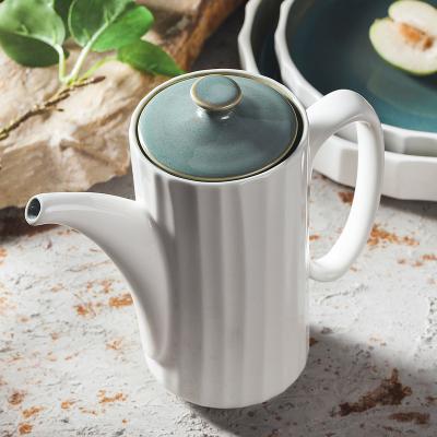 China YAYU Straight Porcelain Iceland White Coffee Heat Resistant Sustainable Hot Selling Embossed European Pot for sale