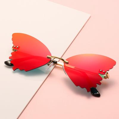 China Butterfly Sunglasses 2022 Boom Butterfly Sun Glasses Shades Women Rimless Rhinestone Butterfly Sunglasses for sale