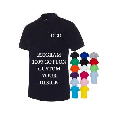 China Anti-wrinkle Custom Logo Printed Printing Unisex Short Sleeves 100%Cotton Solid Man Casual Polo Shirt for sale