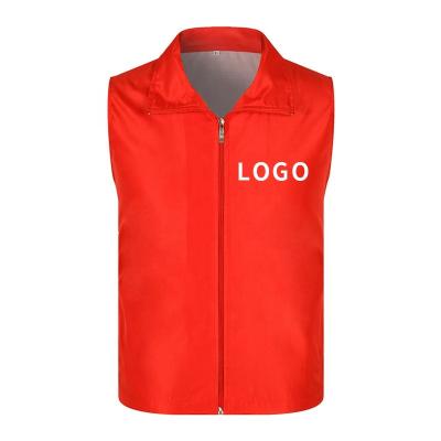 China Anti-wrinkle custom logo printing vests unisex 100% polyester promotion uniforms for sale