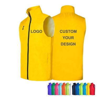 China Polyester OEM unisex workwear custom logo printing men's vests and waistcoats for sale