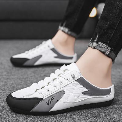 China Recyclable Spring New Men's Shoes Korean Version The Trend Everything Casual Shoes Lazy One Foot Off Half Drag Board Sneakers Bean Shoes for sale