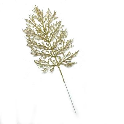 China Fashional Christmas Home Decoration Custom Plants Tree Roots Small Gold Leaf Artificial Plastic Gold Powder Simulation Plants Tree Roots Leaves for sale