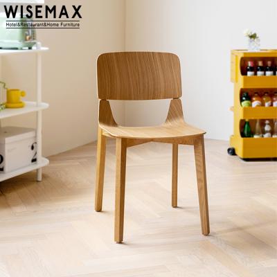 China WISEMAX FURNITURE Nordic Adjustable Backrest Restaurant Wooden Chair Modern Simple Solid Wood Meeting Room Chair (Other) Dining Chairs for sale